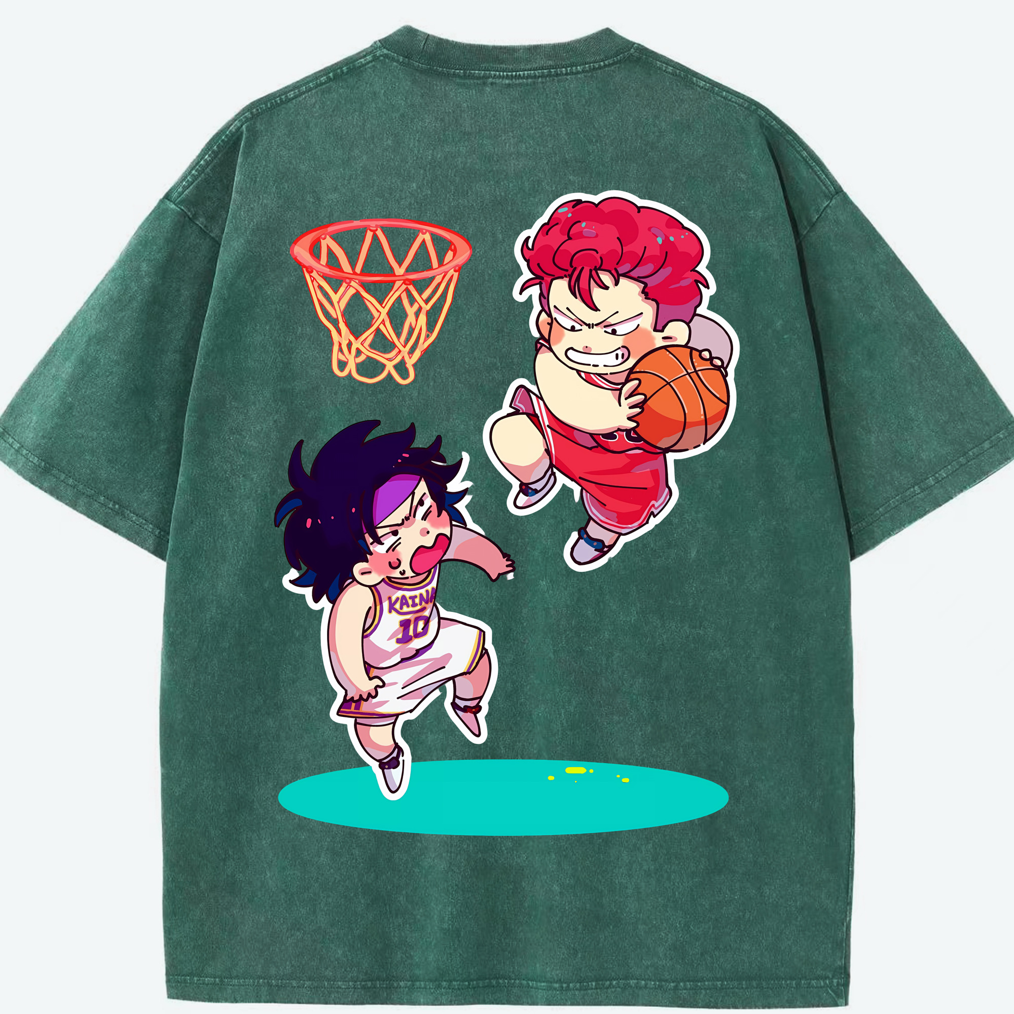 SLAM DUNK／スラムダンク 綿100% ヴィンテージ風 半袖Tシャツ（背面プリント）